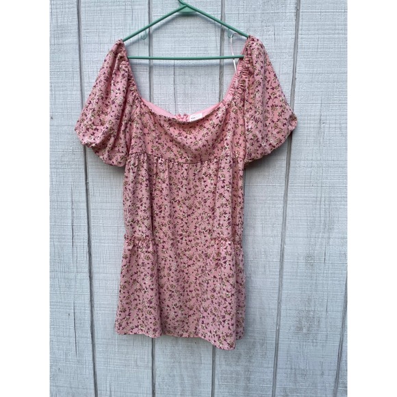 Dee‎ Elly Floral Babydoll Mini Dress Puff Sleeve Cottagecore Pink XL - Picture 1 of 4